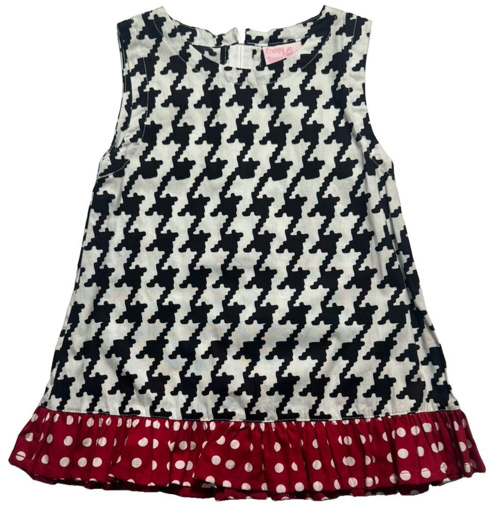 Frumpy Rumps Girls Dress 24M Black White Houndstooth Red Polka Dot Ruffle